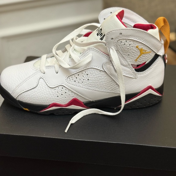 Jordan Kids White, Red, and Gold Sneakers